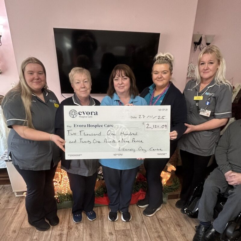 A massive thank you to Lisanally Day Centre who raised an outstanding £2121.09 for Evora hospice at their recent Coffee Morning